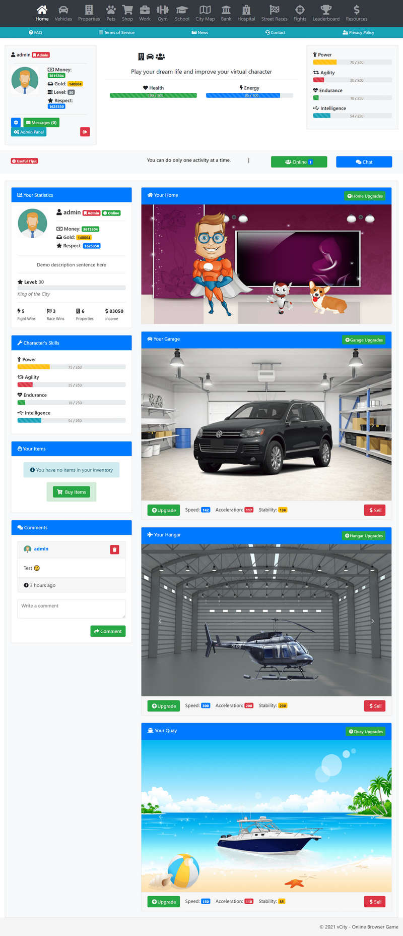 SimLife基于浏览器虚拟生活角色养成类游戏PHP源码V2.6