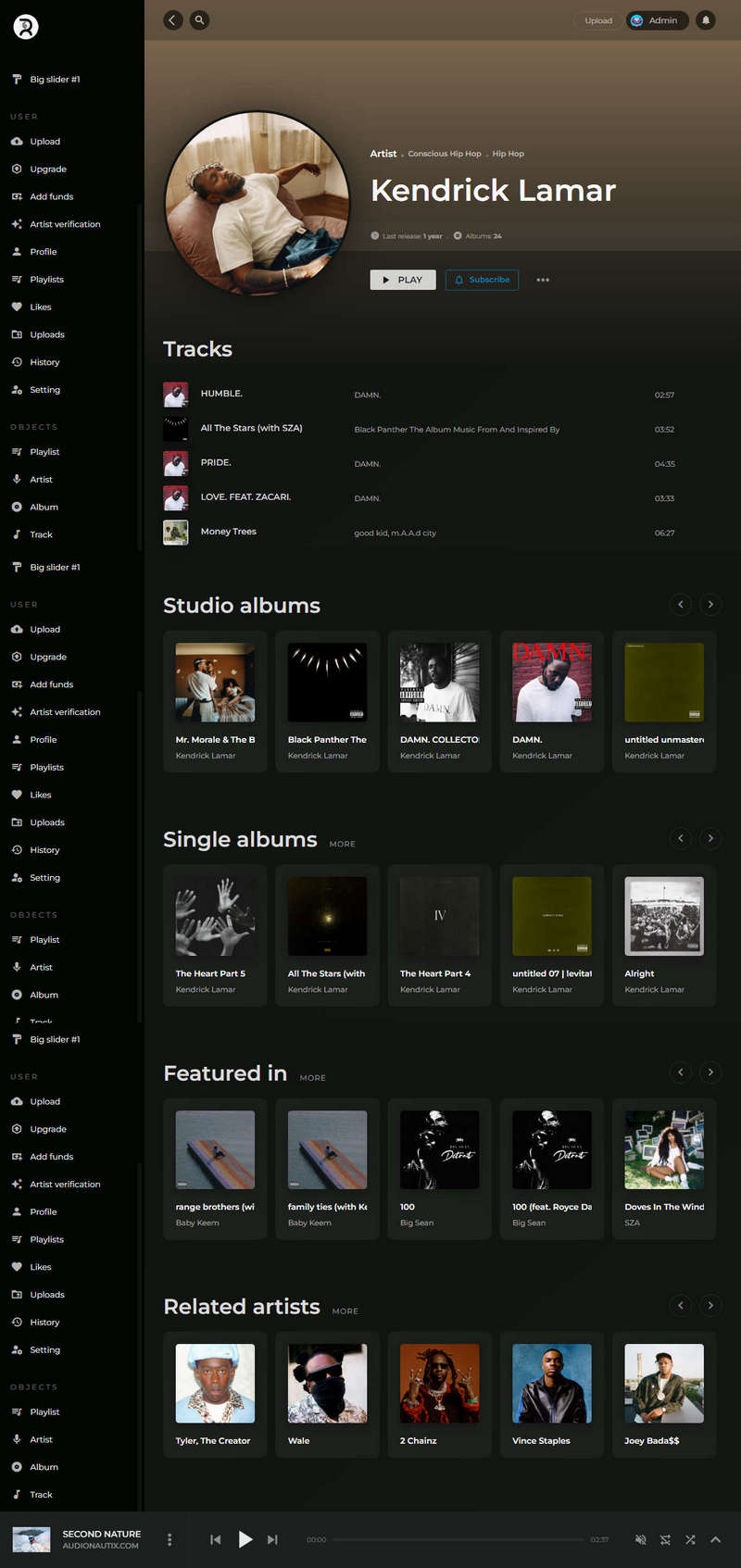 仿Spotify/iTunes音乐唱片专辑试听分享&音乐商城网站源码V2.0.57