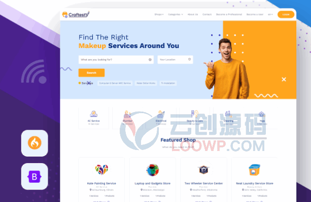 Crafty多家政服务商在线预订预约系统网站源码+APP源码+带电商系统