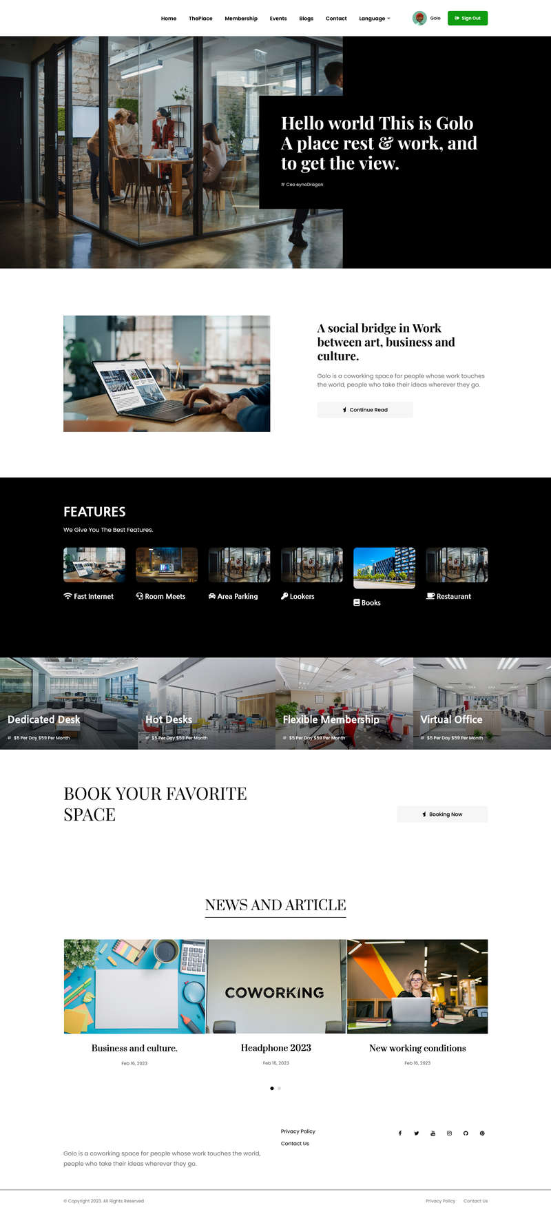 CoWork办公室租赁和联合办公企业官网Laravel网站源码