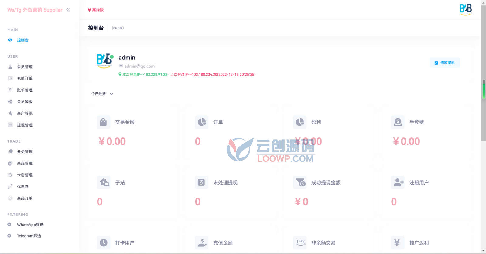 WhatsApp和TG账号筛选营销源码 USDT社交账号外贸营销网站源码