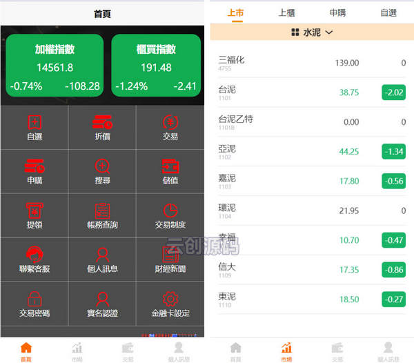 全开源uniapp台股市场新股申购源码/Vue开源台股交易平台源码