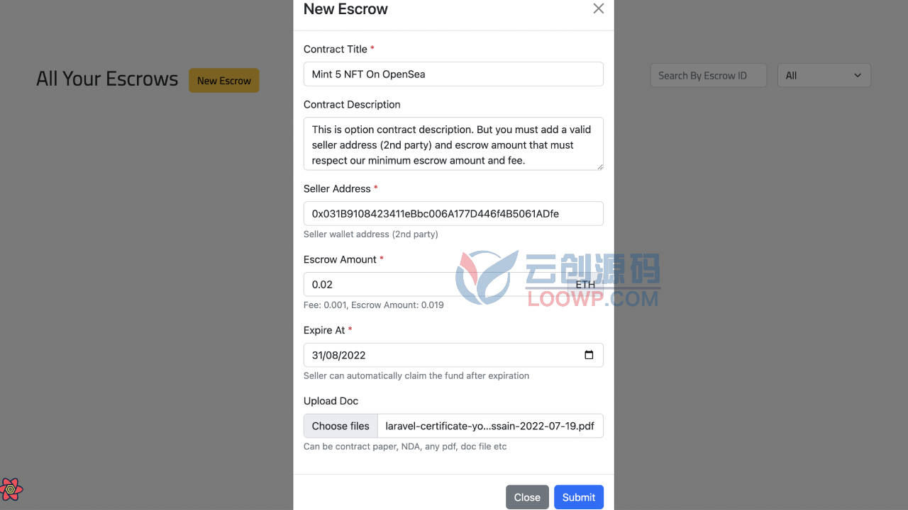 去中心化Web3担保交易平台ReacJS网站源码|支持全链170+钱包