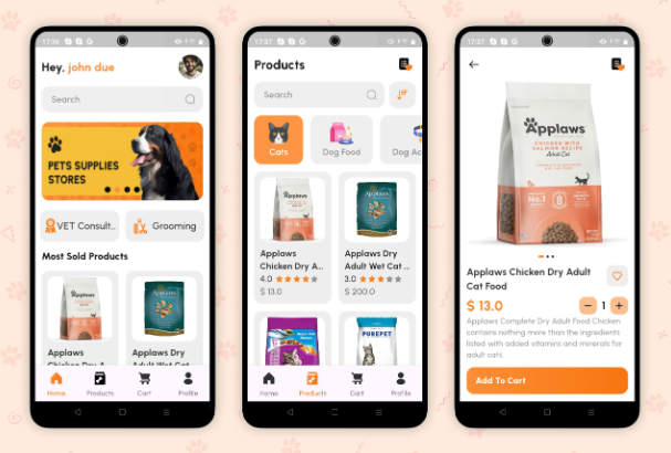 全开源Flutter猫粮狗粮宠物用品购物APP源码+laravel后端