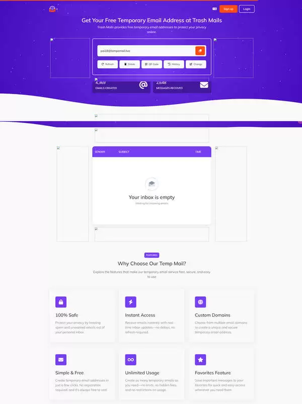 PHP临时邮箱匿名邮箱网站源码/邮箱接码网源码/自定义域名