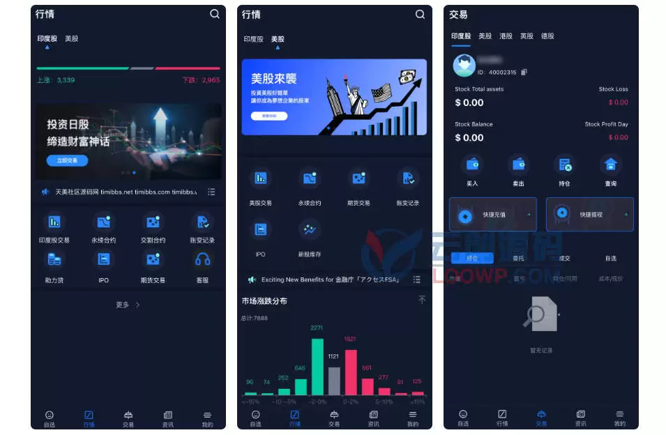 13语言股票市场交易所源码/美股印度股交易源码/uniapp+Java全开源