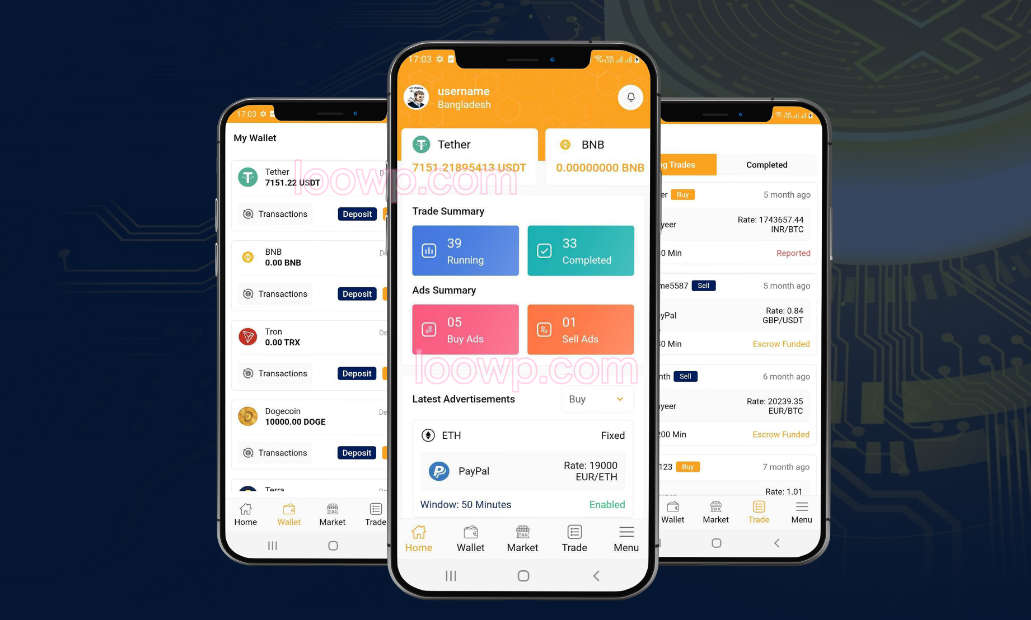 Flutter点对点币币交易APP源码/USDT 场外交易/含Web前后端+手机APP