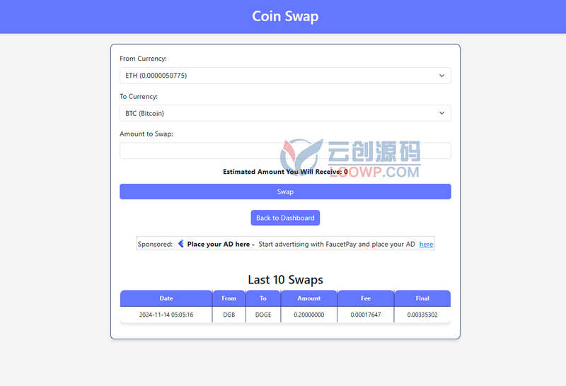 加密货币水龙头任务撸币+云挖矿合约系统网站源码