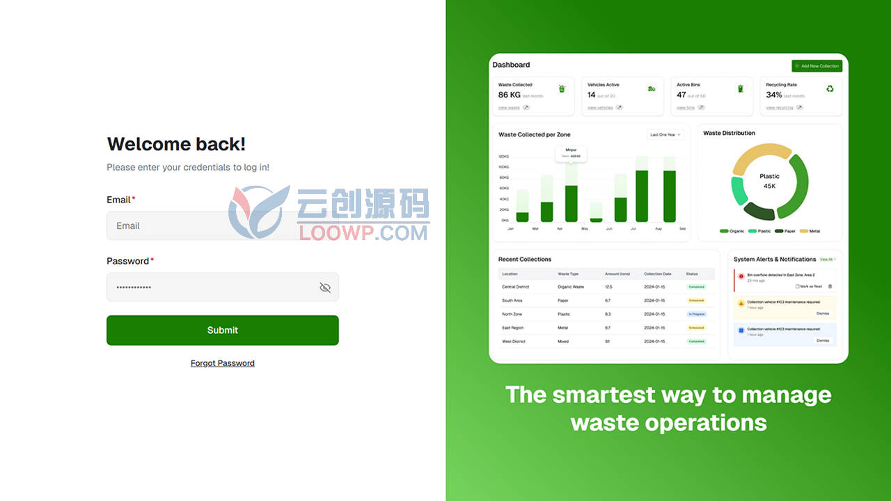 React.Js垃圾收集管理系统网站源码