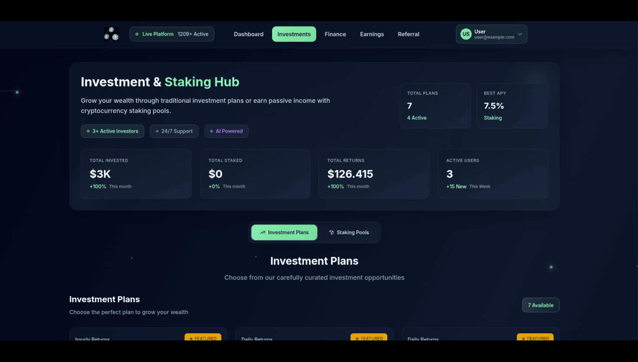 Web3 DeFi投资平台源码_加密货币质押系统_区块链理财源码
