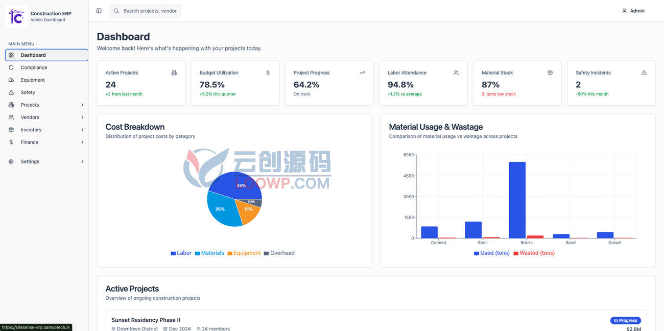 建筑行业ERP管理系统源码/施工管理系统源码/房地产ERP