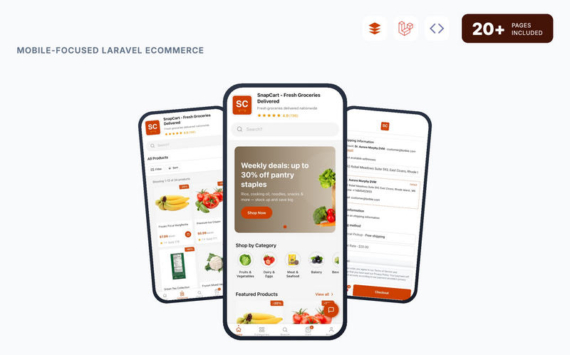 Laravel生鲜食品配送源码/H5快消零售电商源码
