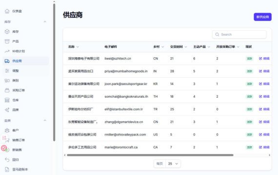 供应商管理截图