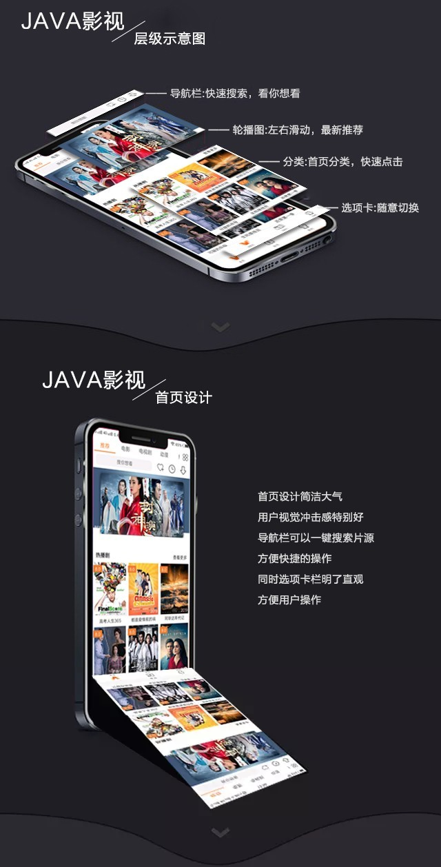 JAVA原生双端影视APP源码/含小说+双端投屏+选集+秒播等功能