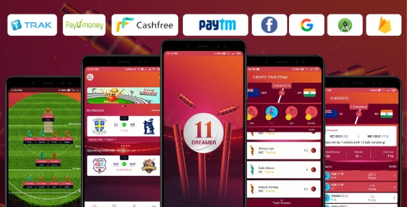 11Dreamer幻想板球赛事竞猜类Android原生应用APP源码(幻想板球，Dream11，板球APP，幻想APP)