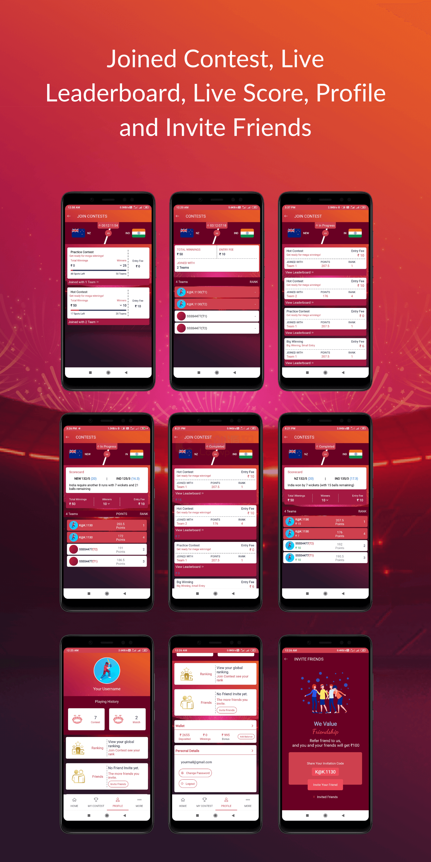 11Dreamer幻想板球赛事竞猜类Android原生应用APP源码(幻想板球，Dream11，板球APP，幻想APP)