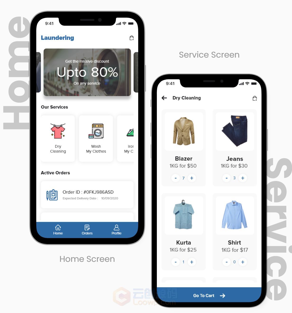【looCloth v1.0.1】干洗店洗衣服务Android+IOS双端应用APP源码 洗衣服务预约Ionic 5完整解决方案