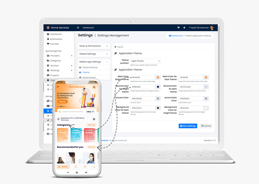 Admin Mobile App Theme Home Services