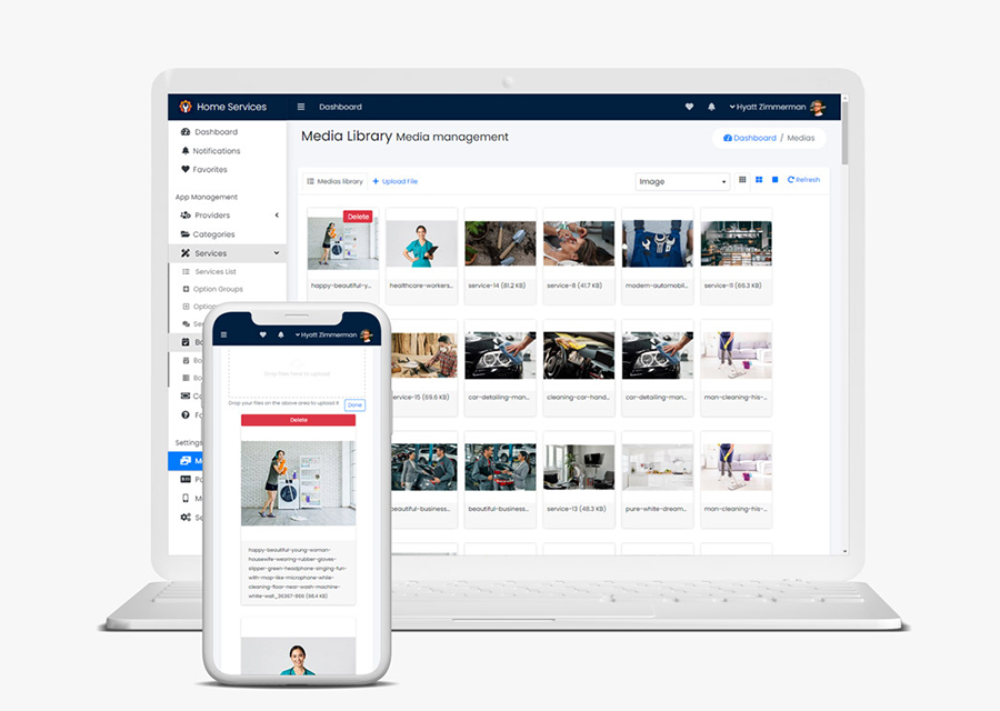 Admin Media Library Home Services