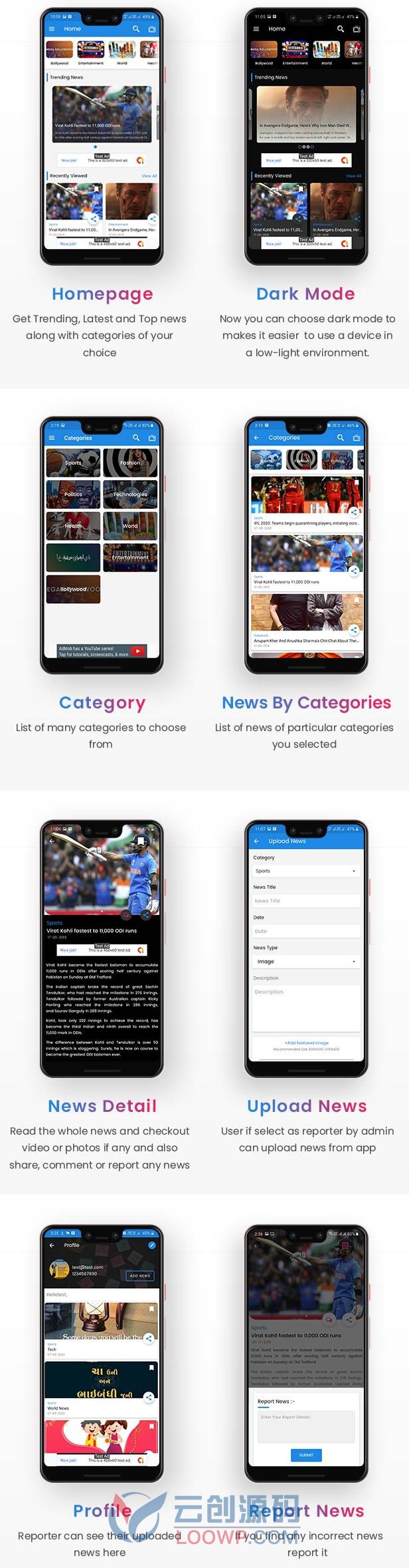 新闻|视频|照片|直播频道新闻阅读Android应用APP源码 带PHP后端