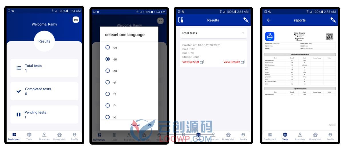 全开源临床医学实验室管理系统React Native手机APP源码带Web后端V2.6.1