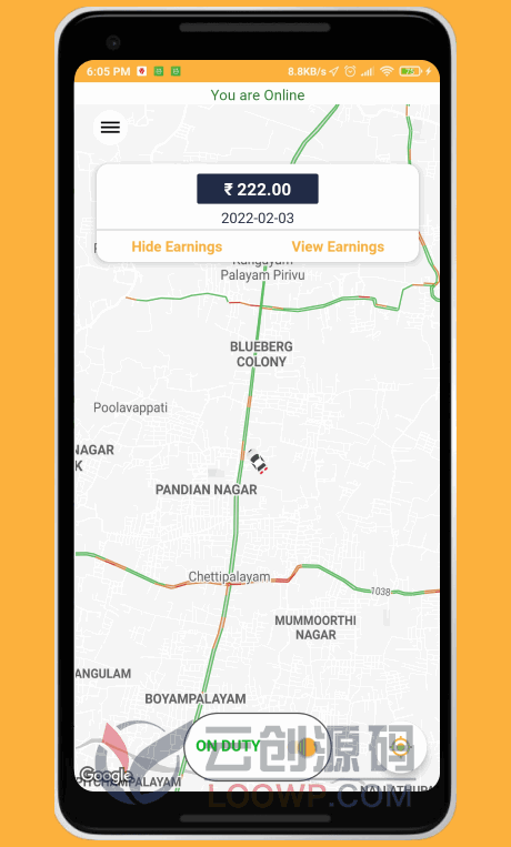 Driver Home Screen