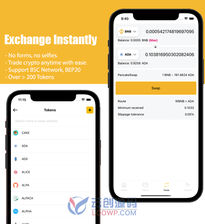 [1.2.1]BEPWallet加密货币多钱包系统转账兑换管理React Native手机APP源码