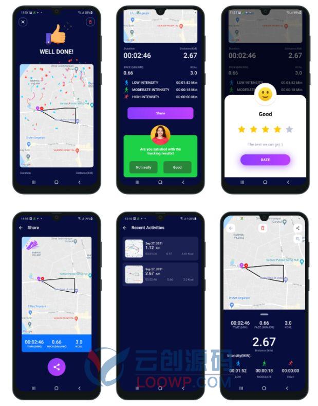 Flutter减肥运动计步器APP源码/带地图跑步跟踪器/内含20种语言