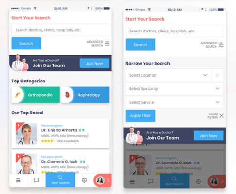 [2.2]iDoctor医生和医院目录列表React Native双端手机APP源码