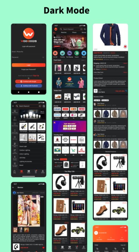 WooFlux跨境电商手机购物Flutter应用APP源码2.9.8版