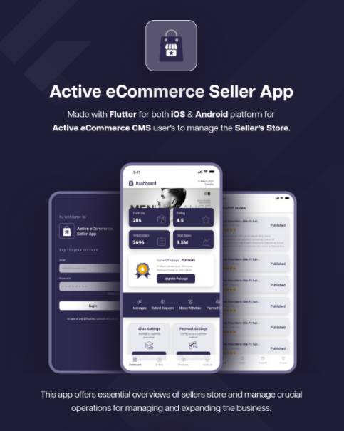 Active eCommerce Seller App商家卖家端Flutter手机APP源码V2.8