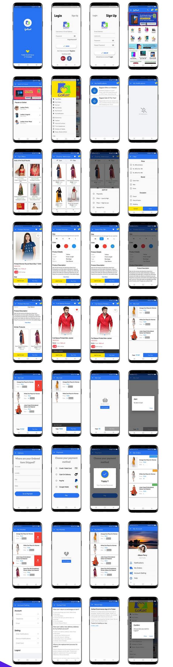 GoCart电子商务购物应用Flutter APP设计UI模板含源码V2.4