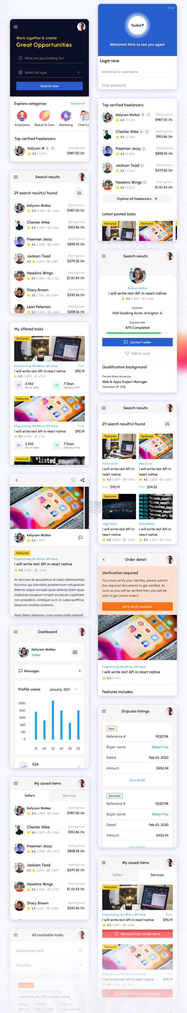 TaskON自由职业服务市场微招聘平台React Native手机APP源码V1.3