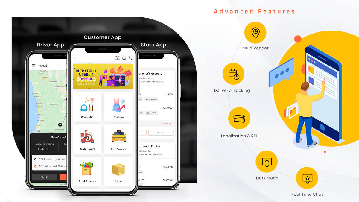 XMart仿GoJek同城配送和租车打车Flutter全端APP源码V4.0.1