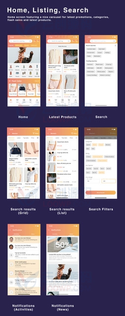 iClipse多卖家电子商务购物React Native应用APP模板UI工具包