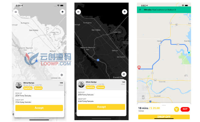 Taxify含25屏掌上打车Flutter应用APP源码 无后端