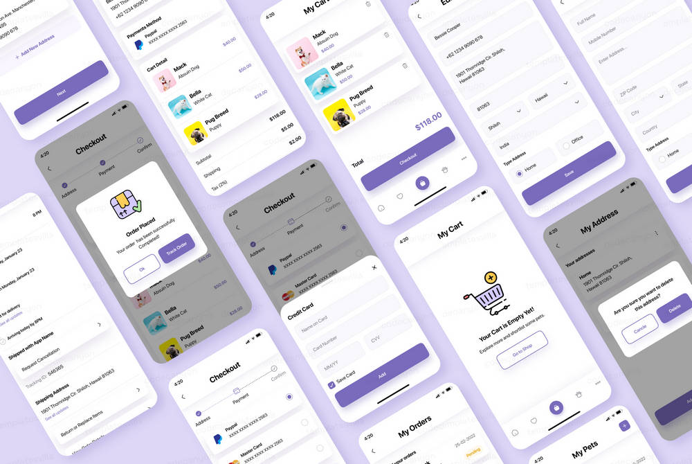 PetMall宠物食品掌上购物和宠物领养Flutter APP UI源码 无后端