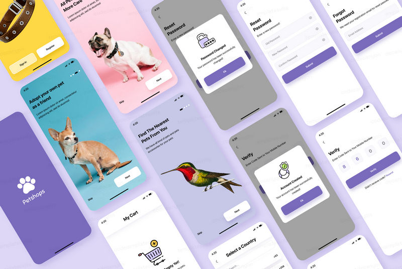 PetMall宠物食品掌上购物和宠物领养Flutter APP UI源码 无后端