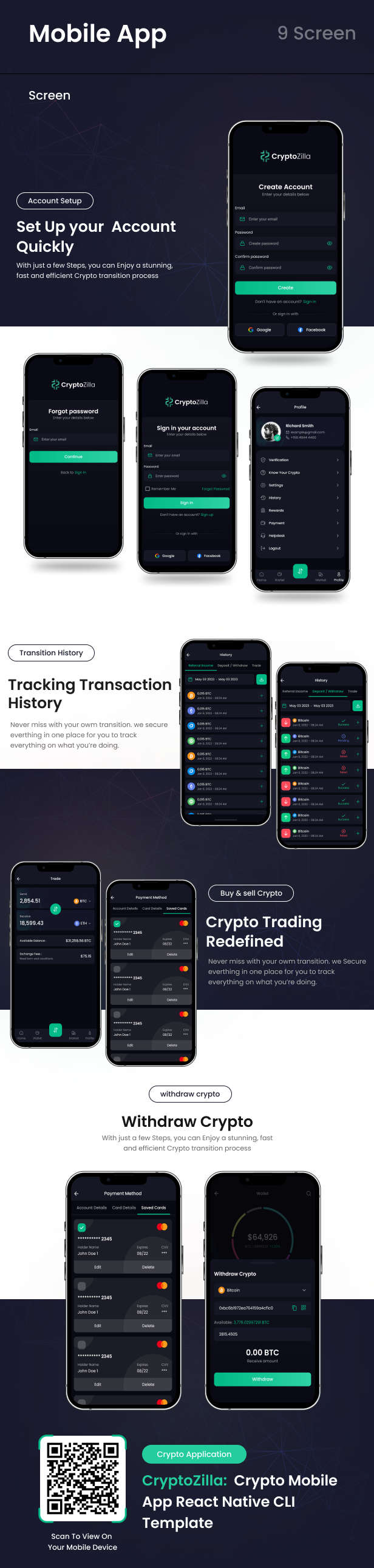 CrypZilla加密货币交易所React Native双端APP源码(仅前端UI模板无后端)