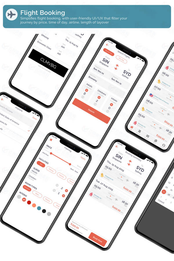 Flylix含100屏旅游景点和吃住行预订React Native手机APP UI模板V1.1.11