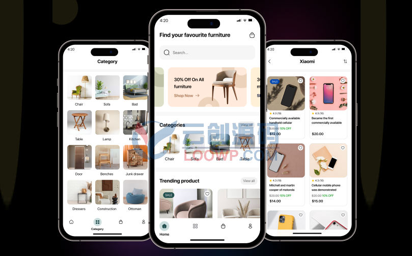 DecorMall在线家具饰品购物平台Flutter手机APP源码 基于WordPress后端