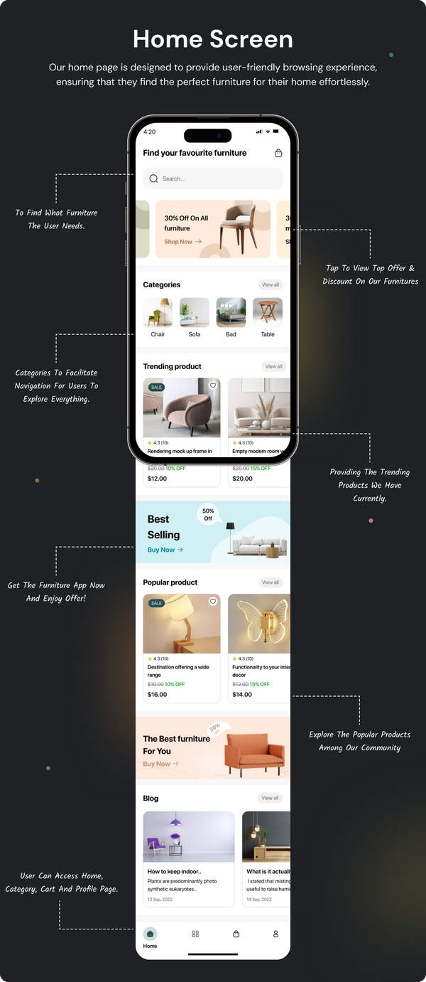 DecorMall在线家具饰品购物平台Flutter手机APP源码 基于WordPress后端