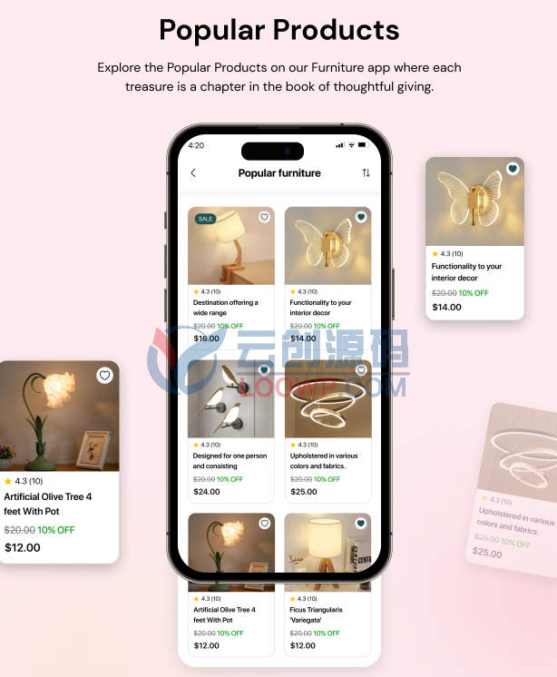 DecorMall在线家具饰品购物平台Flutter手机APP源码 基于WordPress后端