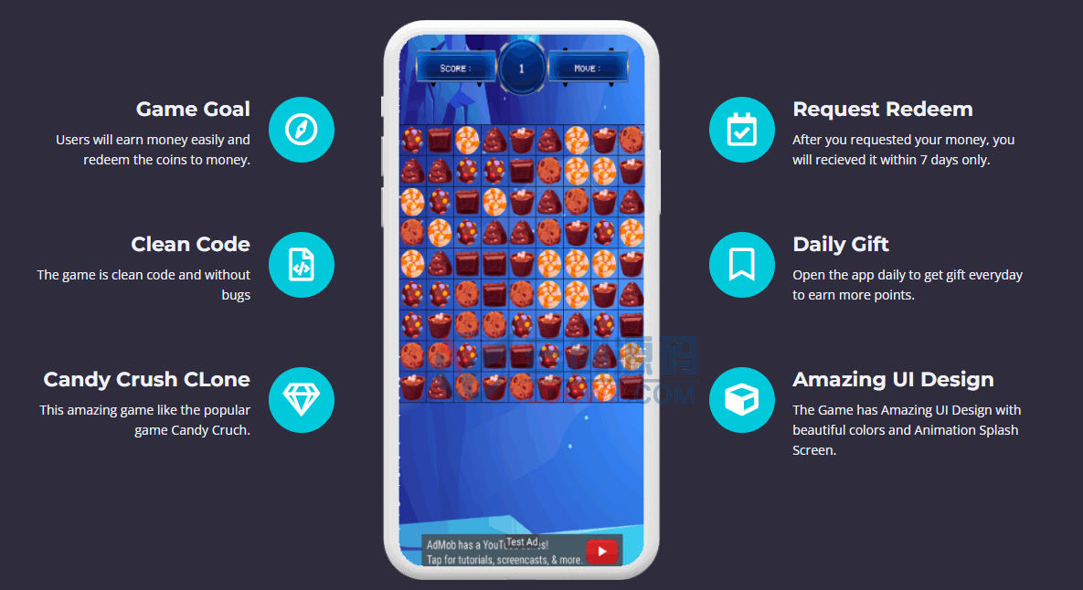 糖果消消乐休闲游戏Android原生APP源码+Web前后端+变现系统