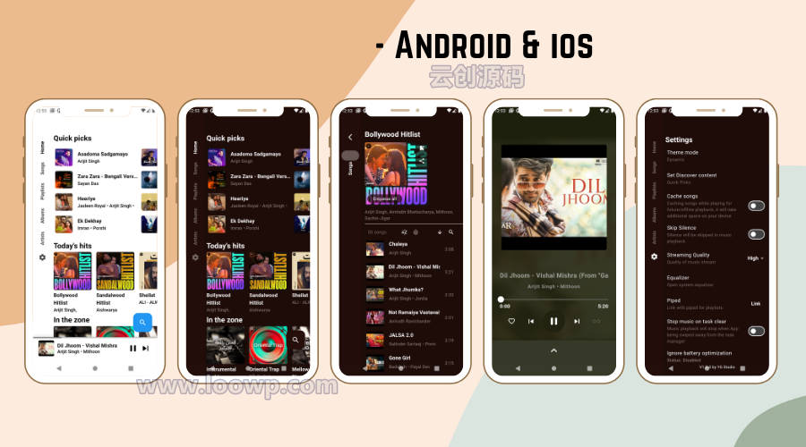 AudioHub在线音乐播放器Flutter手机APP模板无后端