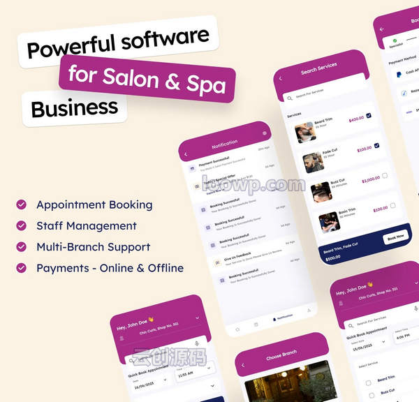 Spazka美容美发SPA掌上预约系统Flutter+Laravel应用APP源码V2.3.0