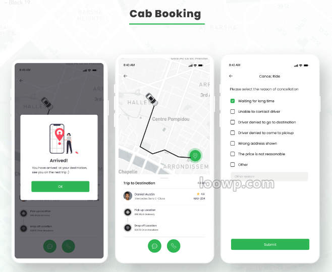 Flutter私家车和出租车预订APP模板 手机打车应用UI源码