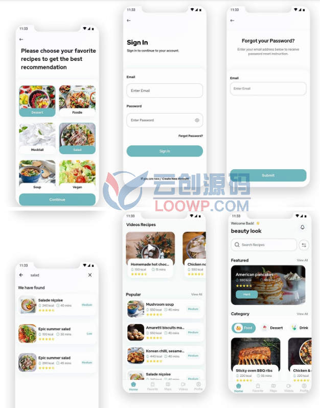 Flutter烹饪做法食谱分享APP源码/食谱管理源码/Android+iOS+后端