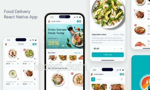 含35屏React Native在线食品配送手机APP模板