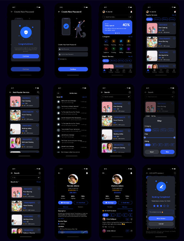 含170屏React Native家政保洁服务预约APP模板